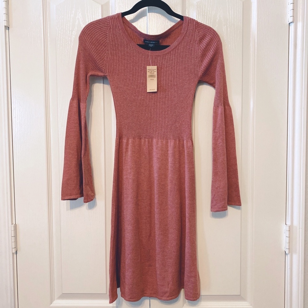 American Eagle outfitters Pink Rose Ribbed Sweater Dress Size XS
